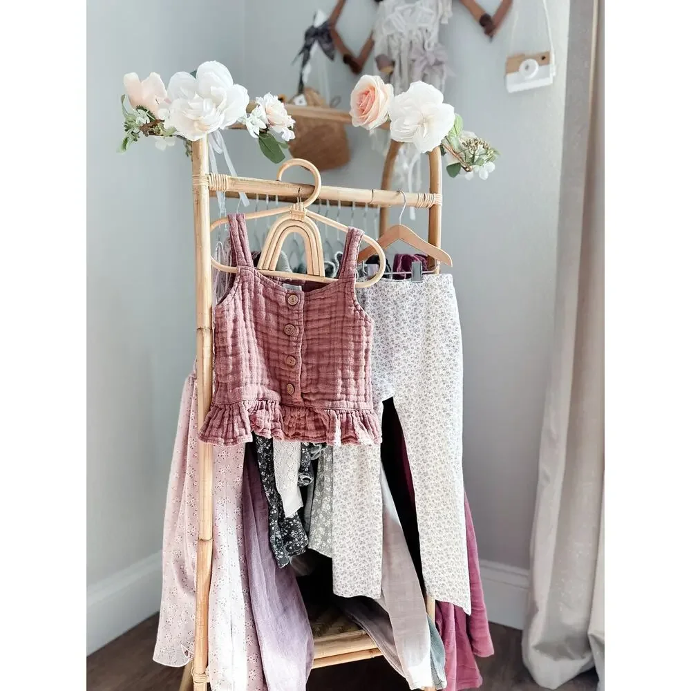 Jamie Kay Organic Dusty Mauve Peplum + Floral Leggings 3/4